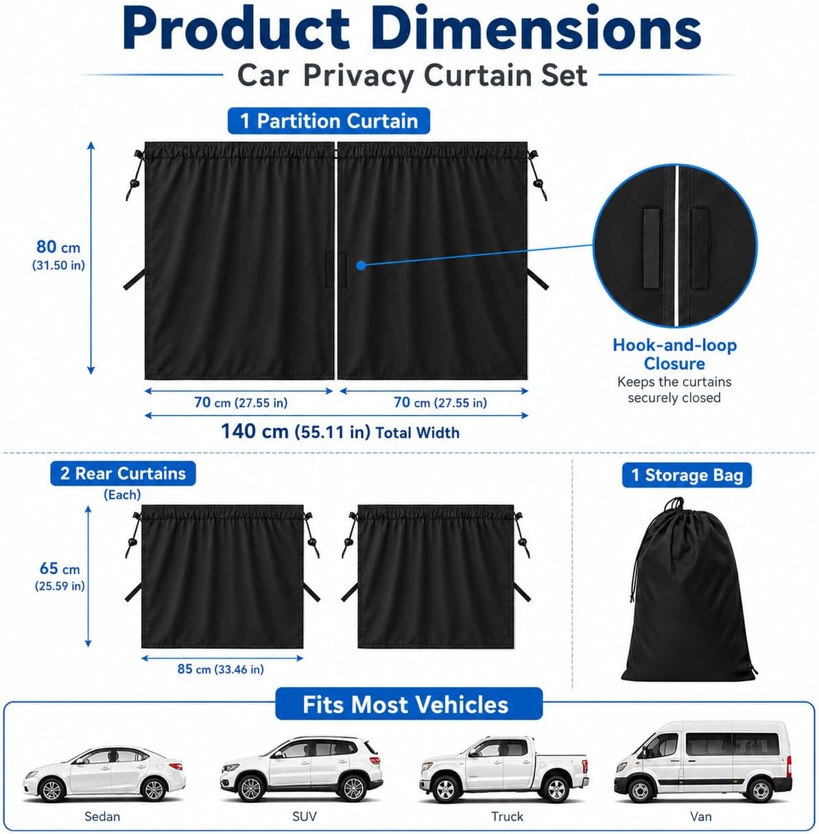 3-Piece Car Curtains for Camping - Image 2
