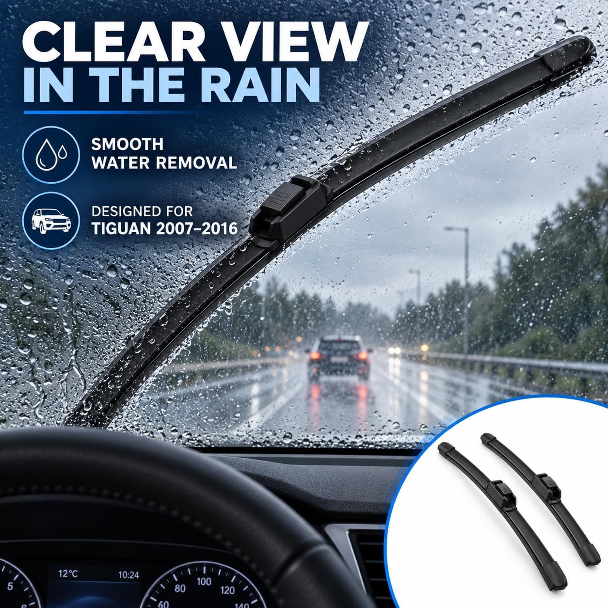 Front Windscreen Wiper Blades for Ford Fiesta Mk7 - Image 5