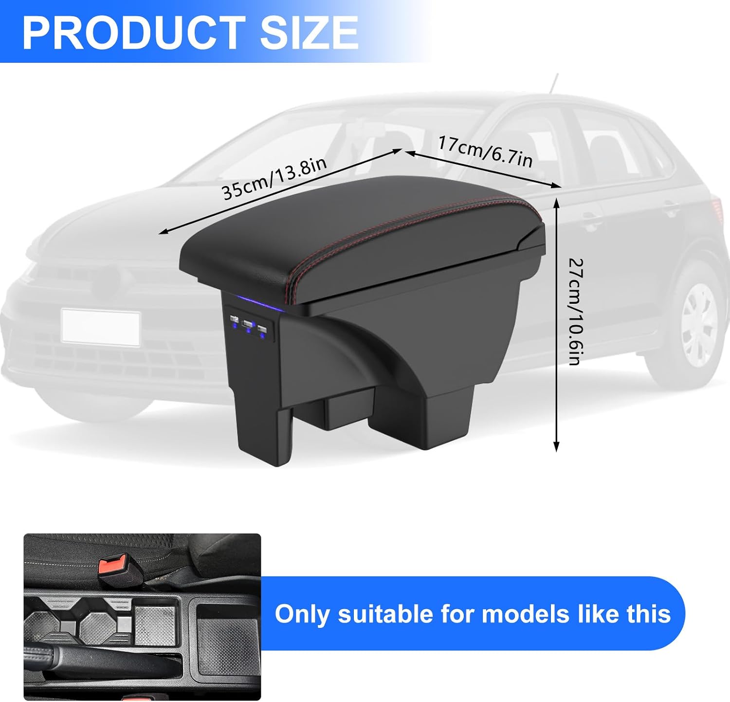 Car Centre Console Armrest Box with USB Charging - Image 2