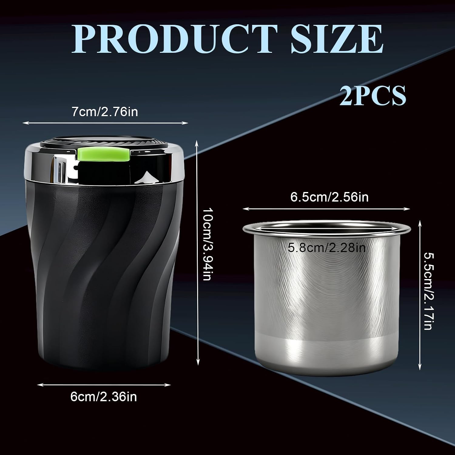Car Ashtray with Lid and LED Light - Image 2