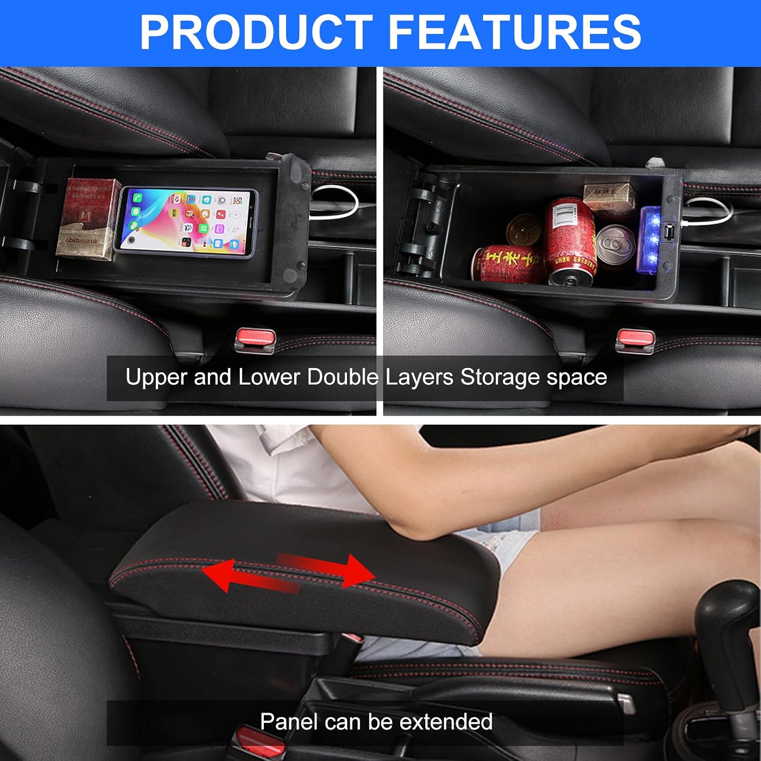 Car Centre Console Armrest Box with USB Charging - Image 3